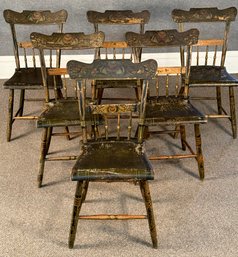 Set Of Six Antique Stencil Decorated Chairs (CTF20)