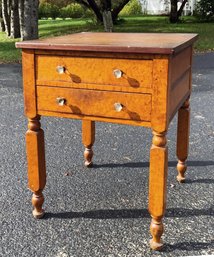 Antique Birdseye Maple And Cherry Two-drawer Stand (CTF20)