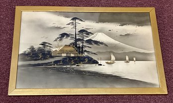 Asian Scene Artwork With Gold Accents