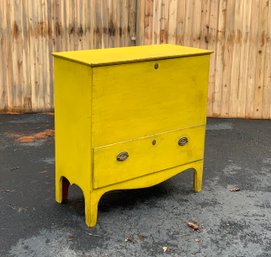 19th C. Federal Blanket Chest With Vibrant Yellow Paint (CTF30)