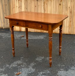 19th C. Sheraton Birch And Cherry One Drawer Table (CTF20)