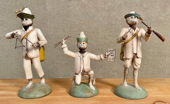 Vintage Wooden Monkey Band, 3 Pcs (CTF10)