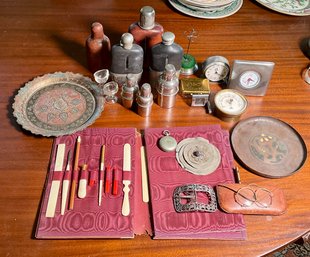 Antique Collectibles, Flasks, Desk Set, And More (CTF10)