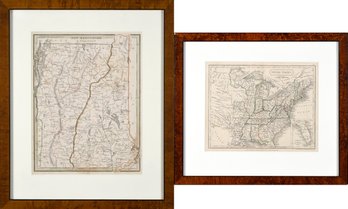 Two Antique Maps. NH & VT And US (CTF10)