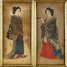 Pr. Antique Japanese Portraits On Silk (CTF10)