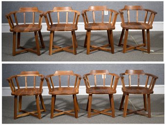 Eight Pompanoosuc Mills Walnut Captains Dining Chairs, 1 Of 2 (CTF40)