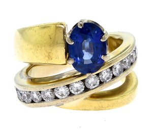 18k Gold Sapphire And Diamond Ring (CTF10)