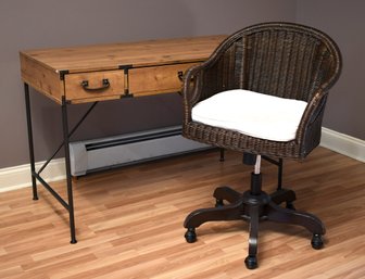 Modern Wrought Iron Desk And Swivel Chair (CTF20)