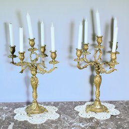 Pr. Antique French Brass Candelabras (CTF20)