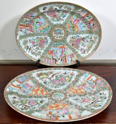 Two Antique  Rose Medallion Oval Platters (CTF20)