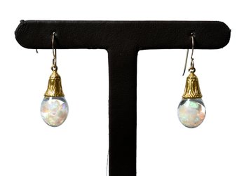 14K Gold Opal Snow Globe Earrings (CTF10)