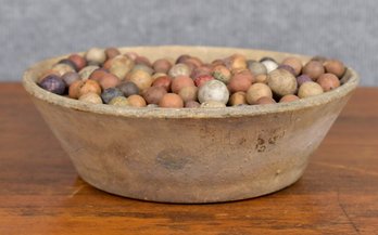 Stoneware Bowl With Antique Clay Marbles (CTF10)