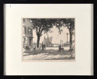 Vintage Gordon Grant Lithograph, Harbor Town (CTF10)