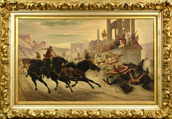 Antique A. Checa Oil On Canvas, Roman Scene (CTF40)