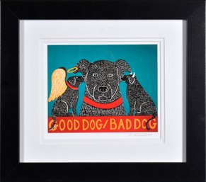 Stephen Huneck Print, Good Dog Bad Dog (CTF10)