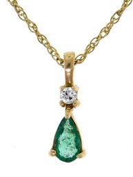 14K Gold, Emerald And Diamond Necklace (CTF10)
