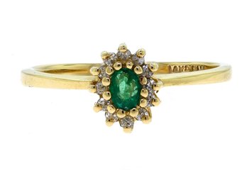 14K Gold Diamond And Emerald Ring (CTF10)