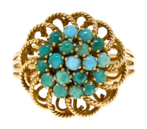 Mid-century 18K & Turquoise Ring (CTF10)