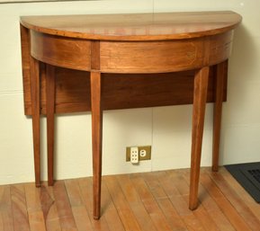 Antique Cherry Inlaid Drop Leaf Console Table (CTF20)