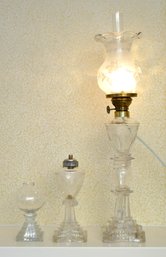 Three 19th C. American Whale Oil Lamps (CTF20)