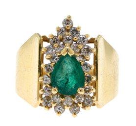 14K Gold, Emerald And Diamond Ring (CTF10)