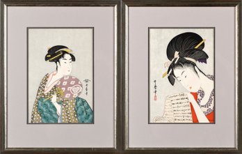 Two Vintage Kitagawa Utamaro Woodblock Prints (CTF10)