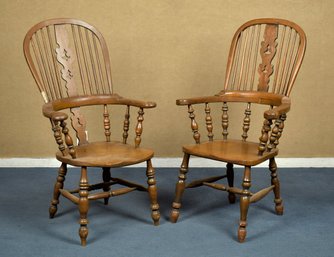 Two Antique English Elm Windsor Armchairs (CTF30)