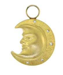 14k Gold And Diamond Crescent Moon Pendant (CTF10)