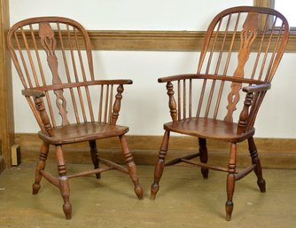 Two Antique English Windsor Arm Chairs (CTF20)