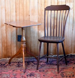 Antique Federal Candlestand And Windsor Chair (CTF20)