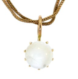 Antique 14k Gold Watch Chain With Moonstone Pendant (CTF10)