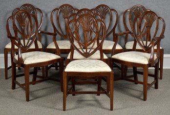 Vintage Mahogany Shield Back Dining Chairs, Set Of 8 (CTF30)