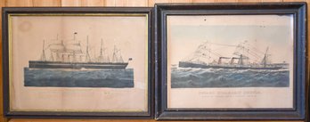 Two Currier & Ives, Cunard  Steam Ship And Great Eastern (CF20)