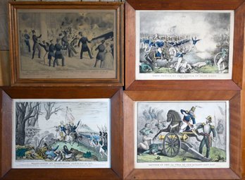 Four N. Currier Lithographs, Battle Scenes (CTF10)