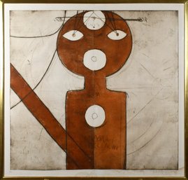 Large 20th C. Colored Etching, Abstract Figure (CTF20)