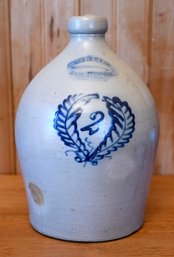 Antique Blue Decorated Stoneware Jug (CTF10)