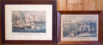 Two Antique Currier & Ives Lithographs,  Battle Scenes (CTF10)