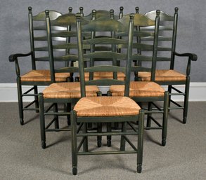 Modern Green Painted Ladder Back Chairs, 6 (CTF30)