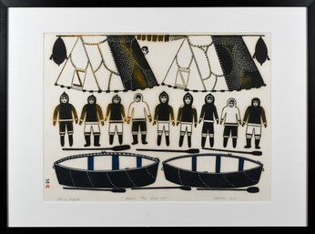 1977 Inuit Stone Cut Print, Men Of Kangiak (CTF20)