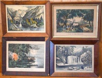 Four Antique Currier & Ives Lithographs, Landscapes (CTF10)