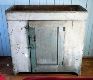 19th C. Green/Gray Painted Dry Sink (CTf20)