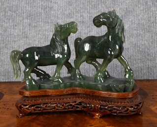 Vintage Carved Chinese Jade Horse Sculpture (CTF20)