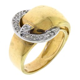 Bold 14k Gold And Diamond Buckle Ring (CTF10)