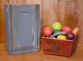 Antique Painted Candle Box And Red Box (CTF10)