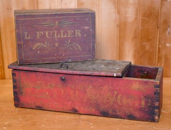 Two Antique Paint Dresser Decorated Boxes (CTF10)