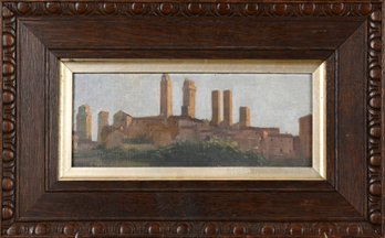 Vintage Italian Oil On Board, San Gimignano (CTF10)