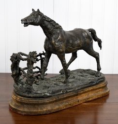 Vintage Bronze, Horse At Fence (CTF20)