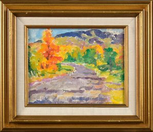 Small Henry MacGinnis Oil Painting, Autumn Landscape (cTF10)