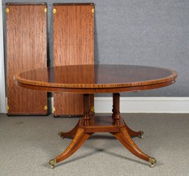 20th C. Regency Style Mahogany Pedestal Base Dining Table (CTF40)