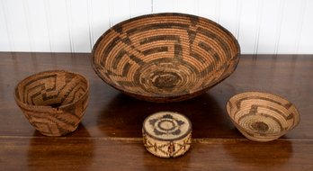 Four Vintage Pima Woven Baskets (CTF10)